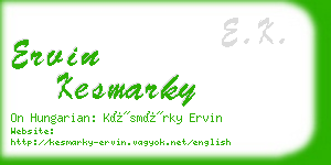 ervin kesmarky business card